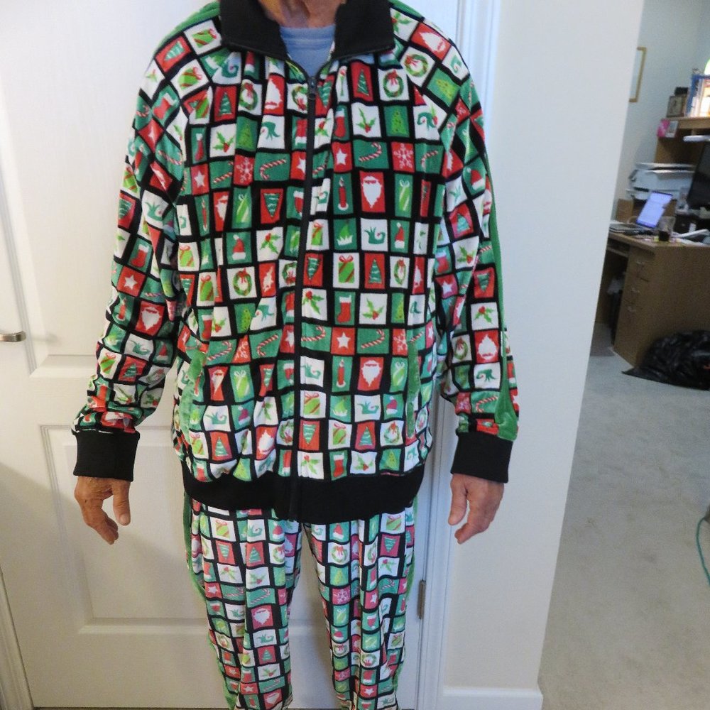 Christmas Tracksuit 2 pc. Set Velour Jacket & Pant Jogger